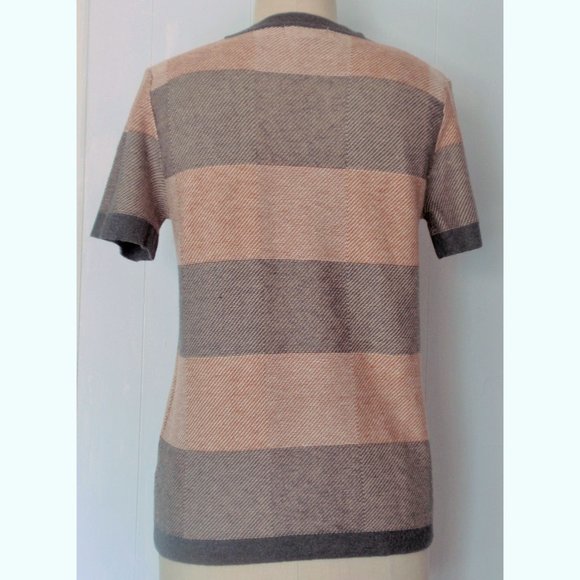 FOREVER 21 GRAY RUST PLAID ANGORA BLEND SHORT SLEEVE KNIT SWEATER L NWT - Picture 3 of 7